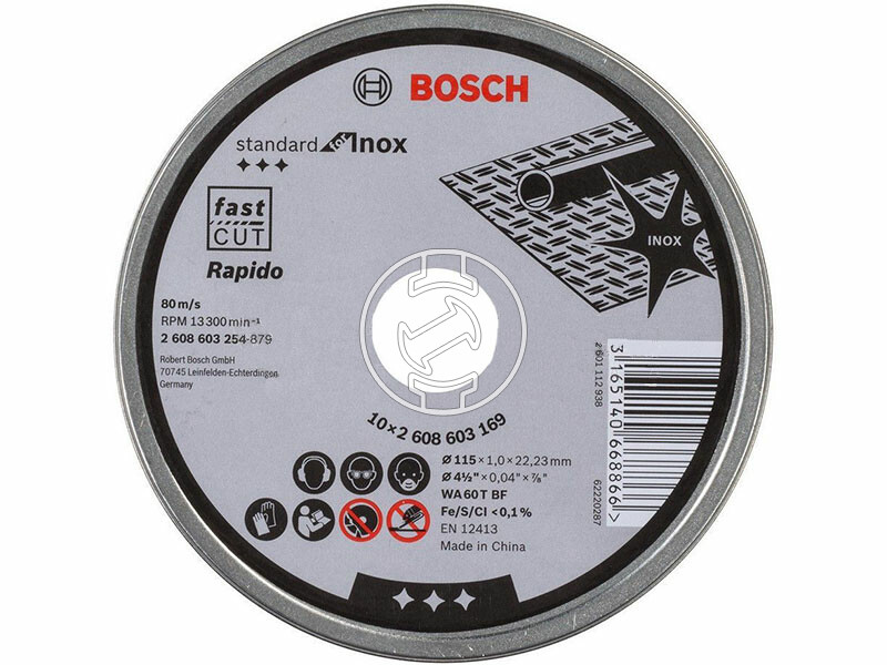 Bosch Standard for Inox WA 60 T BF Rapido ø 115 x 1,0 mm, ø 22,23 mm vágókorong 10 db