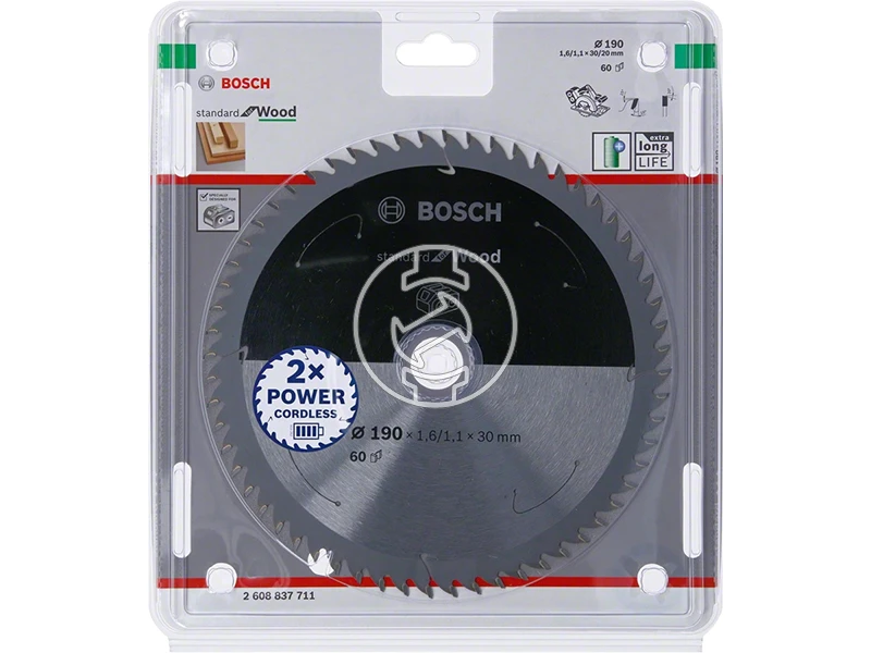 Bosch Standard for Wood 190 x 1,6/1,1 x 30 mm körfűrészlap T60