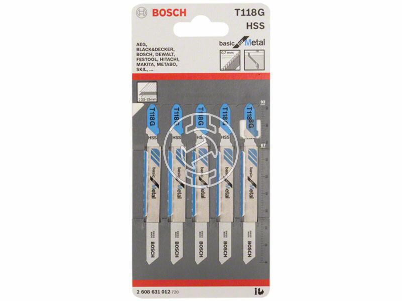 Bosch T 118 G Basic for Metal 92 mm szúrófűrészlap 5 db