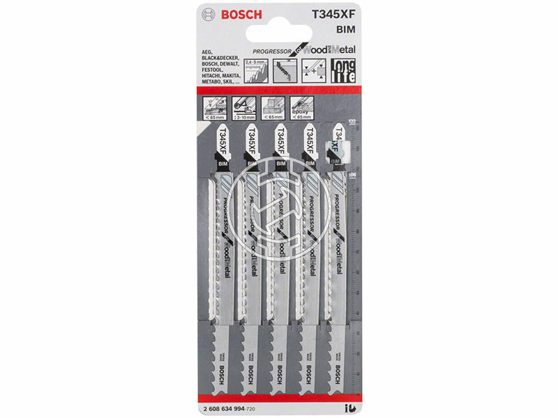 Bosch T 345 XF Progressor for Wood and Metal 132 mm szúrófűrészlap 5 db