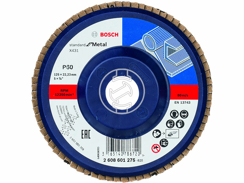 Bosch X431 ø 125 mm, ø 22,23 mm, P60 lamellás csiszolótárcsa