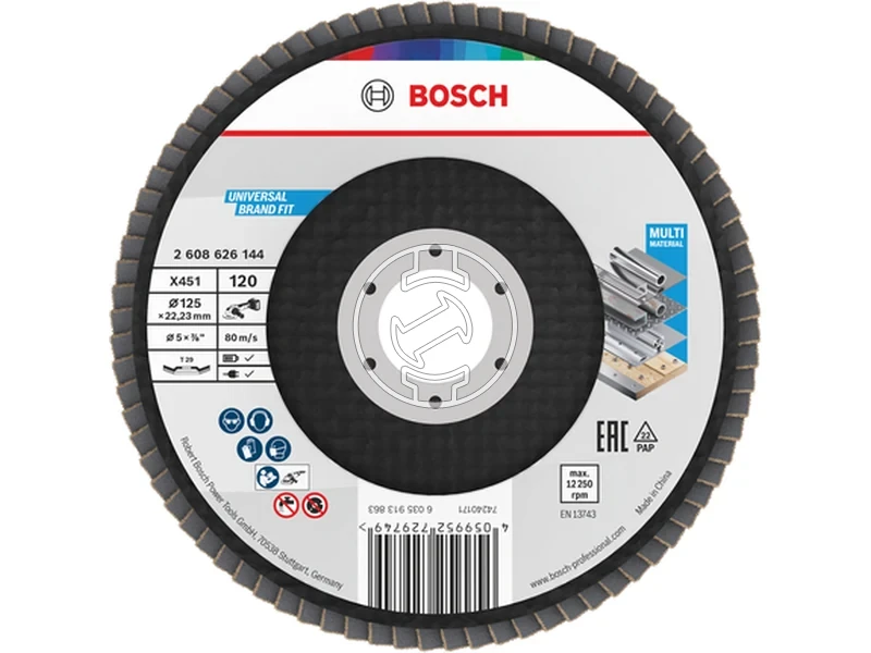 Kép: Bosch X451 lamellas csiszolokorong 125 x 22.23 mm G120 15 db_0.webp