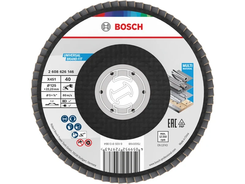Kép: Bosch X451 lamellas csiszolokorong 125 x 22.23 mm G40 15 db_0.webp