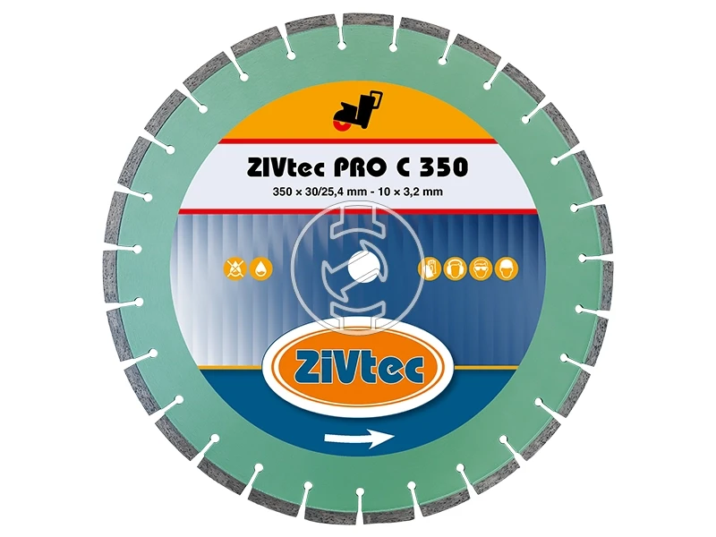 ZIVtec PRO C350 gyémánt vágótárcsa 350 x 25,4 mm