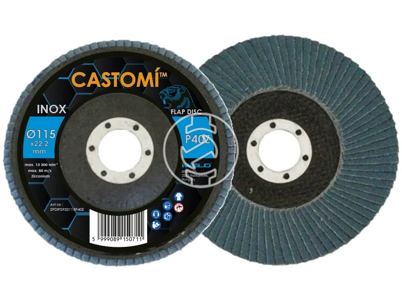 Kép: CASTOMI INOX lamellas csiszolotarcsa F29 kupos 115x222 P40Z.webp