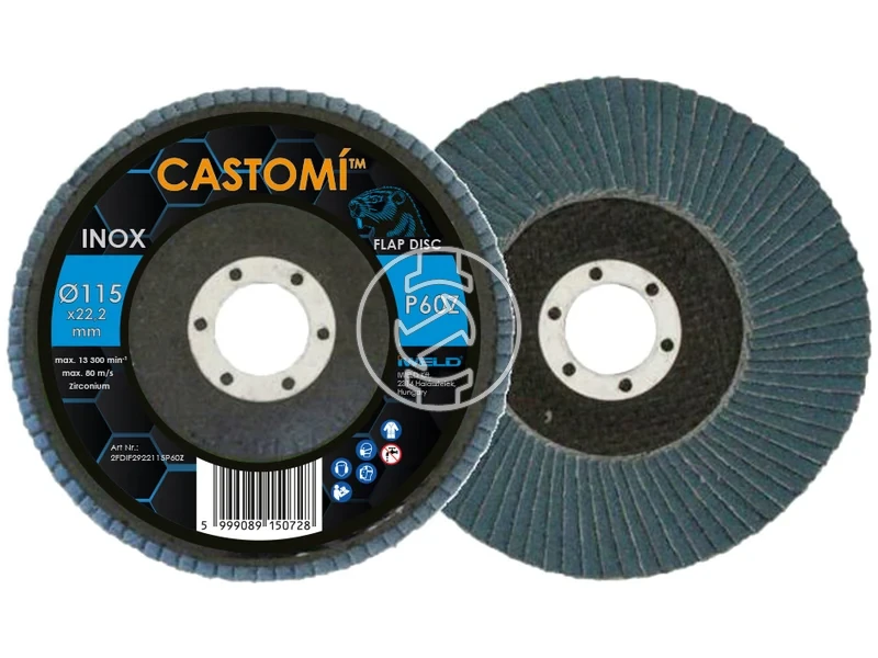 Kép: CASTOMI INOX lamellas csiszolotarcsa F29 kupos 115x222 P60Z.webp