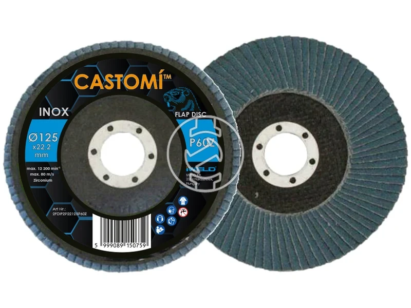 Kép: CASTOMI INOX lamellas csiszolotarcsa F29 kupos 125x222 P60Z.webp