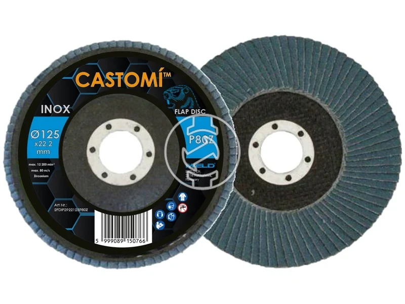 Kép: CASTOMI INOX lamellas csiszolotarcsa F29 kupos 125x222 P80Z.webp