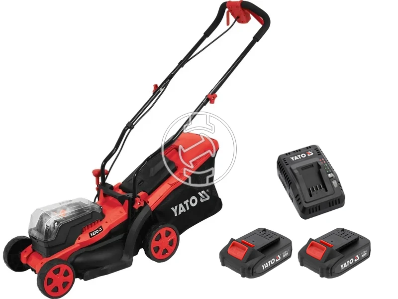 Yato YT-85220 akkus fűnyíró 2x18 V, 34 cm, 35 l, 2 x 2 Ah akku + töltő
