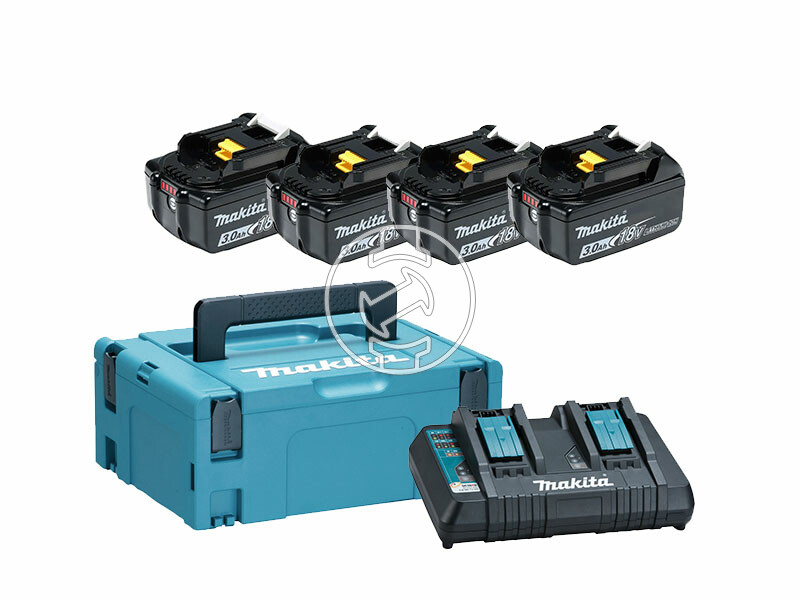 Makita 4xBL1830+DC18RD+MakPac2 akkumulátor és töltő szett