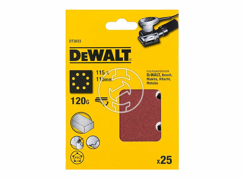 DeWalt 115 x 115 mm rezgőcsiszoló papír G120 25 db