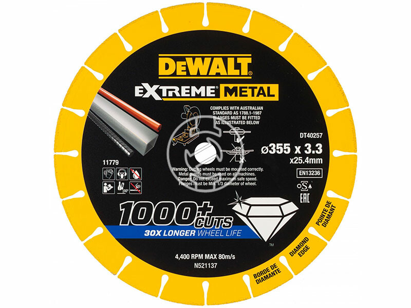 DeWalt 355×25,4×3,3 mm EXTREME gyémánt vágótárcsa
