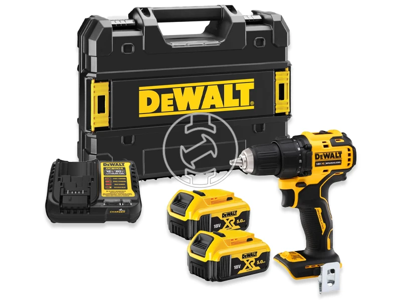 DeWalt DCD708P2T-QW akkus fúrócsavarozó tokmányos 18 V | 26 Nm/65 Nm | Szénkefementes | 2 x 5 Ah akku + töltő | TSTAK kofferben