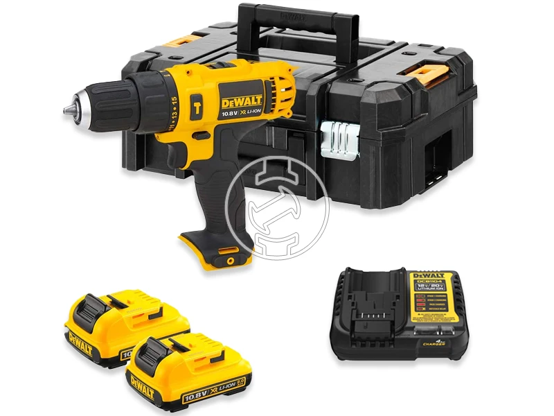 DeWalt DCD716D2-QW akkus fúrócsavarozó tokmányos 10,8 V | 30 Nm | Szénkefés | 2 x 1,3 Ah akku + töltő | Kofferben