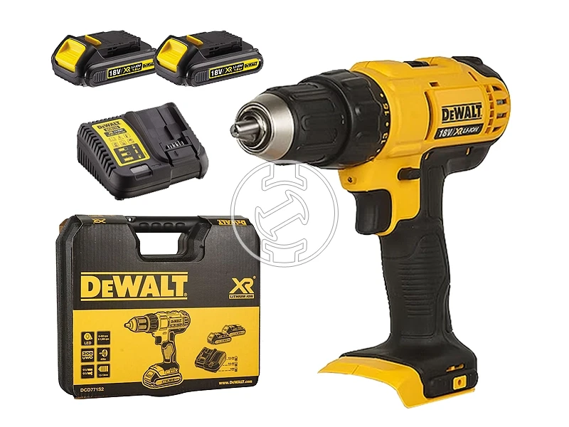 DeWalt DCD771S2-QW akkus fúrócsavarozó tokmányos 18 V | 24 Nm/42 Nm | Szénkefés | 2 x 1,5 Ah akku + töltő | Kofferben