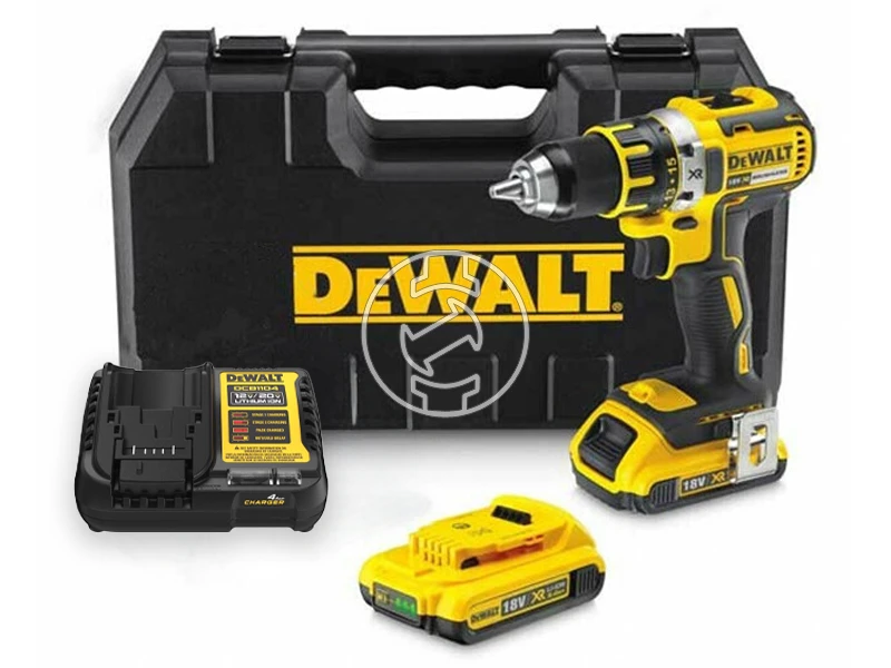 DeWalt DCD790D2-QW akkus fúrócsavarozó tokmányos 18 V | 23 Nm/60 Nm | Szénkefementes | 2 x 2 Ah akku + töltő | Kofferben