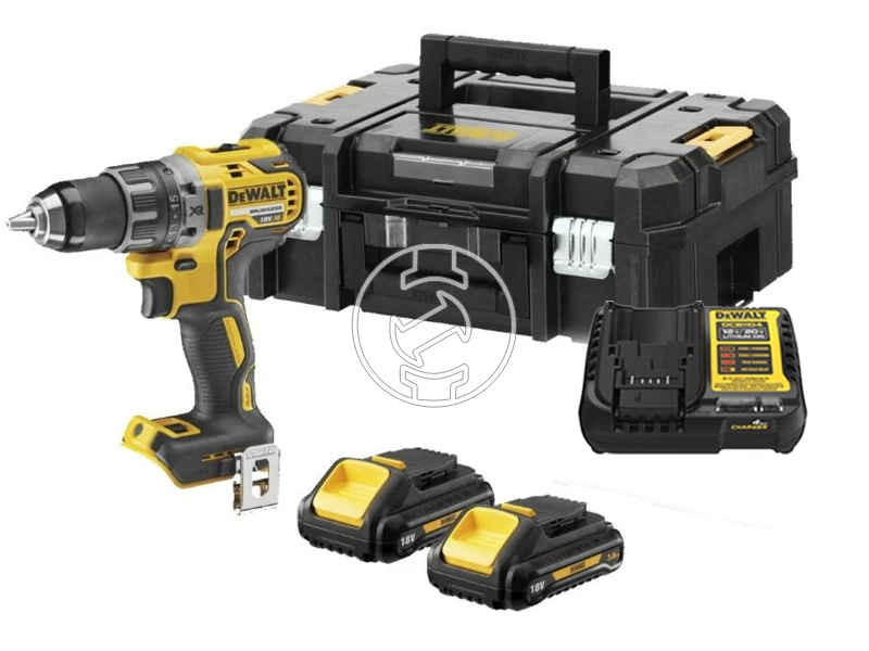 DeWalt DCD791L2T-QW akkus fúrócsavarozó tokmányos 18 V | 27 Nm/70 Nm | Szénkefementes | 2 x 3 Ah akku + töltő | TSTAK kofferben