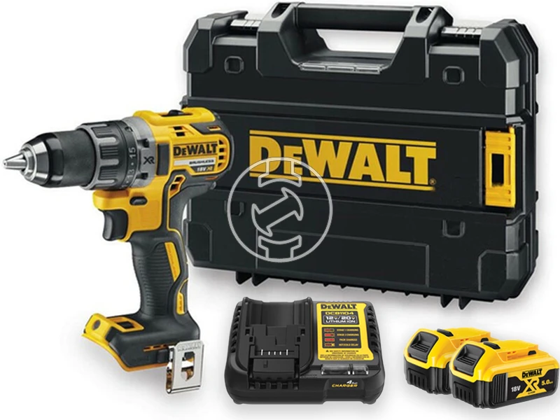 DeWalt DCD791P2-QW akkus fúrócsavarozó tokmányos 18 V | 27 Nm/70 Nm | Szénkefementes | 2 x 5 Ah akku + töltő | TSTAK kofferben