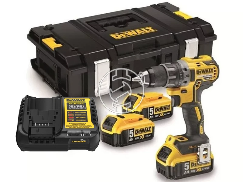 DeWalt DCD791P3K-QW akkus fúrócsavarozó tokmányos 18 V | 70 Nm | Szénkefementes | 3 x 5 Ah akku + töltő | TSTAK kofferben