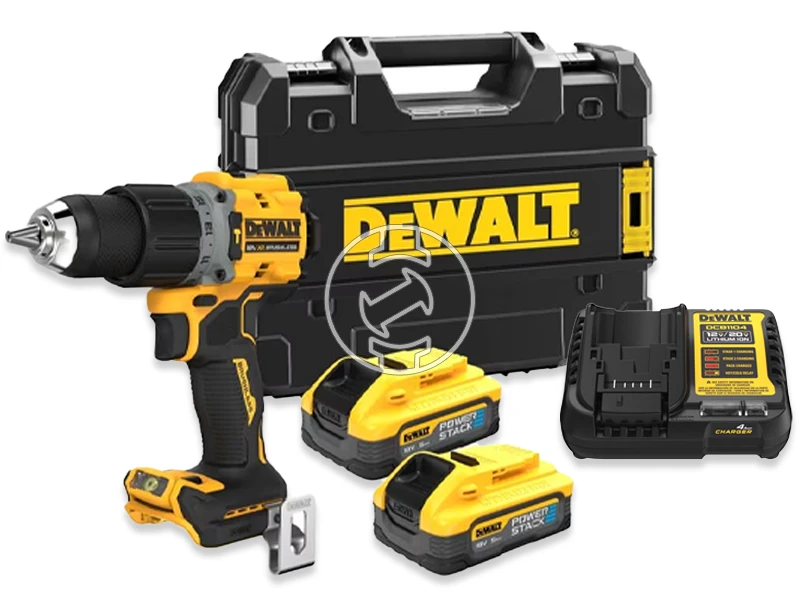 DeWalt DCD805H2T-QW akkus ütvefúró-csavarozó 18 V | 34 Nm/90 Nm | 1,5 - 13 mm | Szénkefementes | 2 x 5 Ah akku + töltő | Kofferben