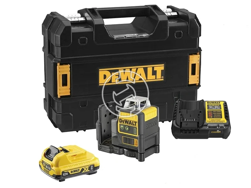 DeWalt DCE0822D1G-QW Zöld vonallézer Hatósugár jelfogóval: 0 - 50 m | 1 x 2 Ah akku + töltő | TSTAK kofferben