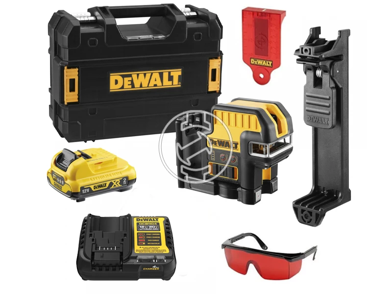 DeWalt DCE0822D1R-QW Piros vonallézer Hatósugár jelfogóval: 0 - 50 m | 1 x 2 Ah akku + töltő | TSTAK kofferben