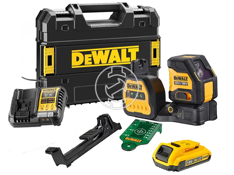 DeWalt DCE088D1G18-QW Zöld vonallézer Hatósugár jelfogóval: 0 - 50 m | 1 x 2 Ah akku + töltő | TSTAK kofferben