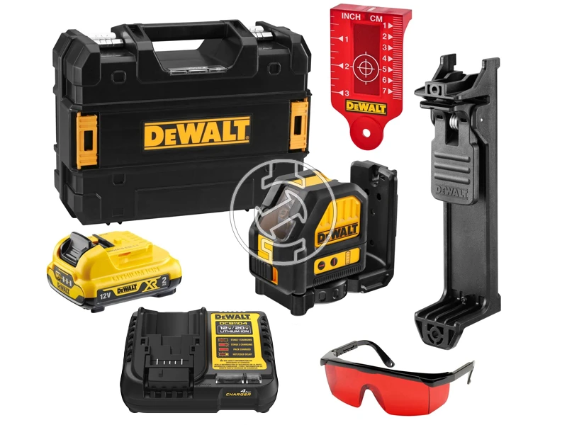 DeWalt DCE088D1R-QW Piros vonallézer Hatósugár: 0 - 20 m | 1 x 2 Ah akku + töltő | Kofferben