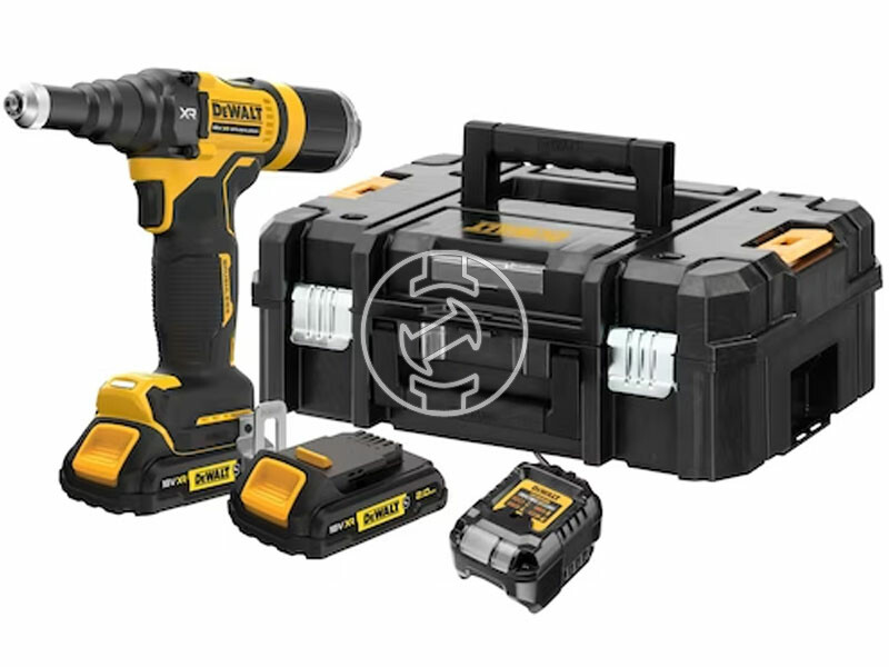 DeWalt DCF403D2GT-QW akkus popszegecselő + 2 x 2,0 Ah + DCB1102 + TSTAK 18 V XR