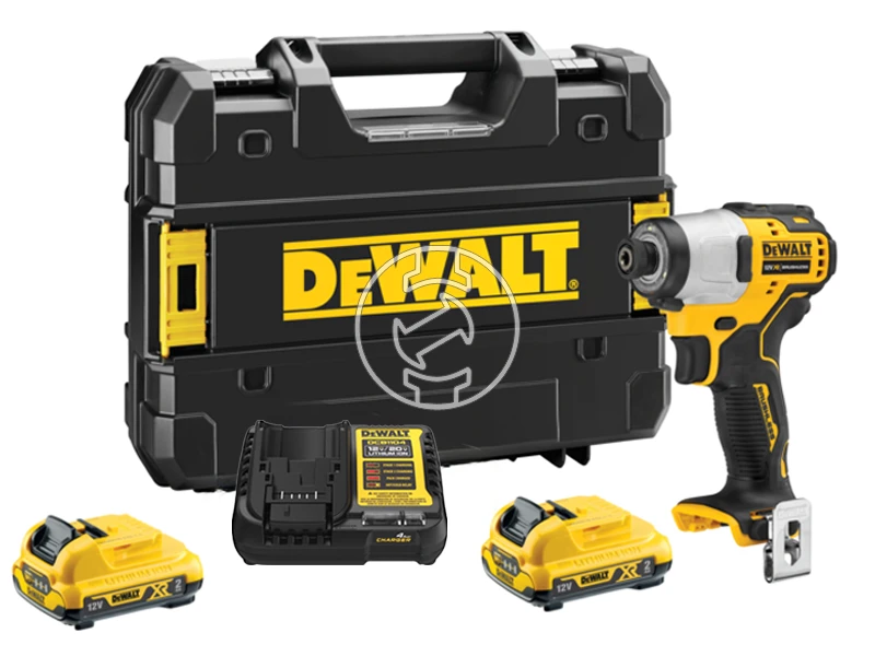 DeWalt DCF801D2-QW akkus ütvecsavarozó bitbefogással 12 V | 165 Nm | 1/4 inch | Szénkefementes | 2 x 2 Ah akku + töltő | TSTAK kofferben