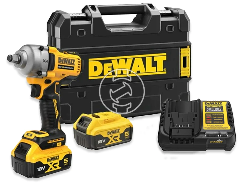 DeWalt DCF891P2T-QW akkus ütvecsavarozó 18 V | 812 Nm | 1/2 inch | Szénkefementes | 2 x 5 Ah akku + töltő | TSTAK kofferben