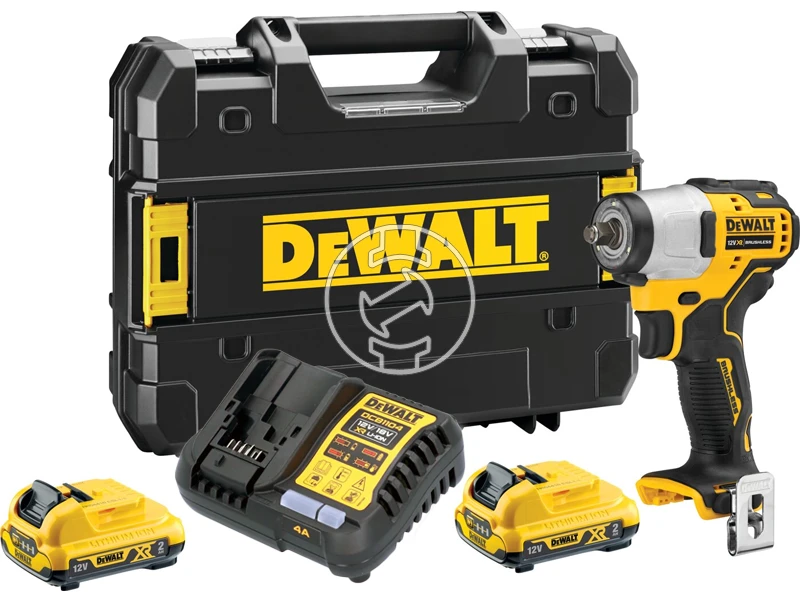 DeWalt DCF902D2-QW akkus ütvecsavarozó 12 V | 168 Nm | 3/8 inch | Szénkefementes | 2 x 2 Ah akku + töltő | TSTAK kofferben