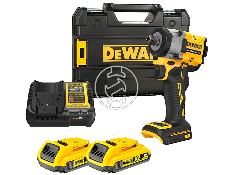 DeWalt DCF922D2T-QW akkus ütvecsavarozó 18 V | 406 Nm | 1/2 inch | Szénkefementes | 2 x 2 Ah akku + töltő | TSTAK kofferben