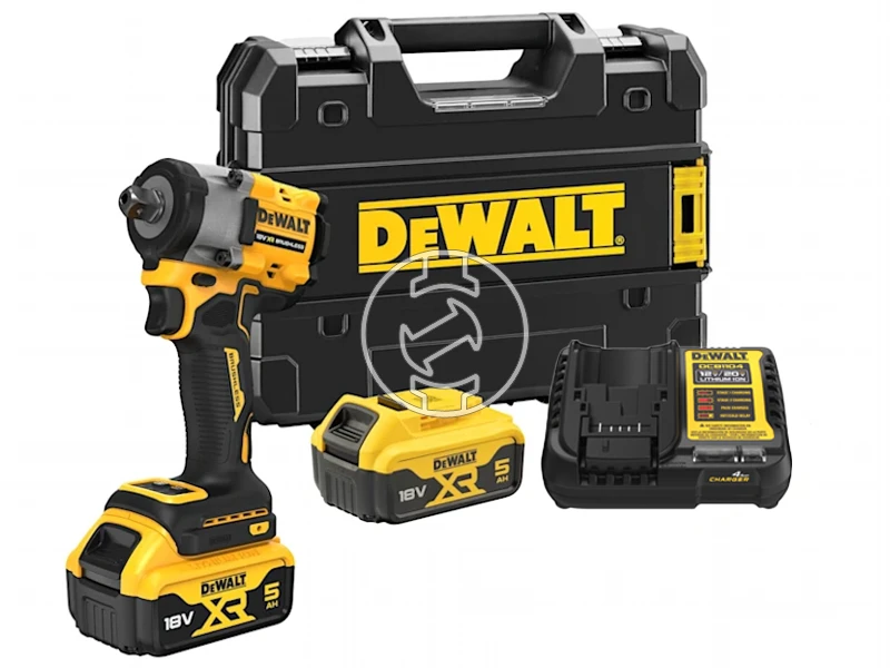 DeWalt DCF922P2T-QW akkus ütvecsavarozó 18 V | 406 Nm | 1/2 inch | Szénkefementes | 2 x 5 Ah akku + töltő | TSTAK kofferben