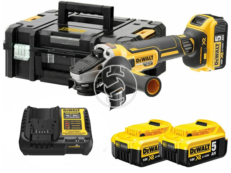 DeWalt DCG405P3-QW akkus sarokcsiszoló 18 V | 125 mm | 9000 RPM | Szénkefementes | 3 x 5 Ah akku + töltő | TSTAK kofferben