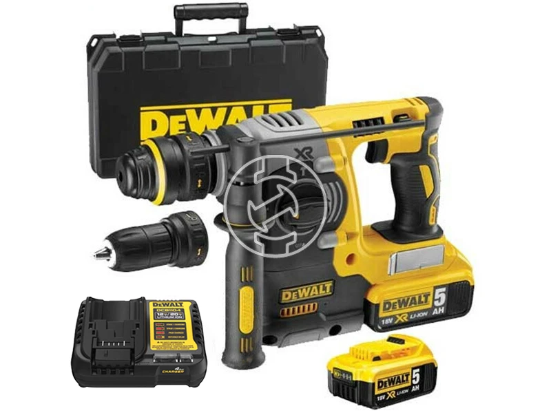 DeWalt DCH274P2-QW akkus fúró-vésőkalapács 18 V | 2,1 J | Betonban 24 mm | 3,32 kg | Szénkefementes | 2 x 5 Ah akku + töltő | Kofferben