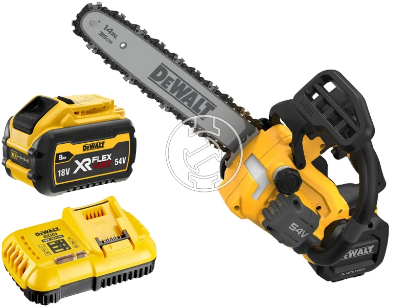 DeWalt DCMCST635X1-QW akkus láncfűrész 54 V | 350 mm | Szénkefementes | 1 x 9 Ah akku + töltő | Kartondobozban