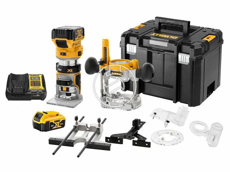 DeWalt DCW604P2-QW akkus felsőmaró 18 V | 8 mm | 16000 - 25500 RPM | Szénkefementes | 2 x 5 Ah akku + töltő | TSTAK kofferben