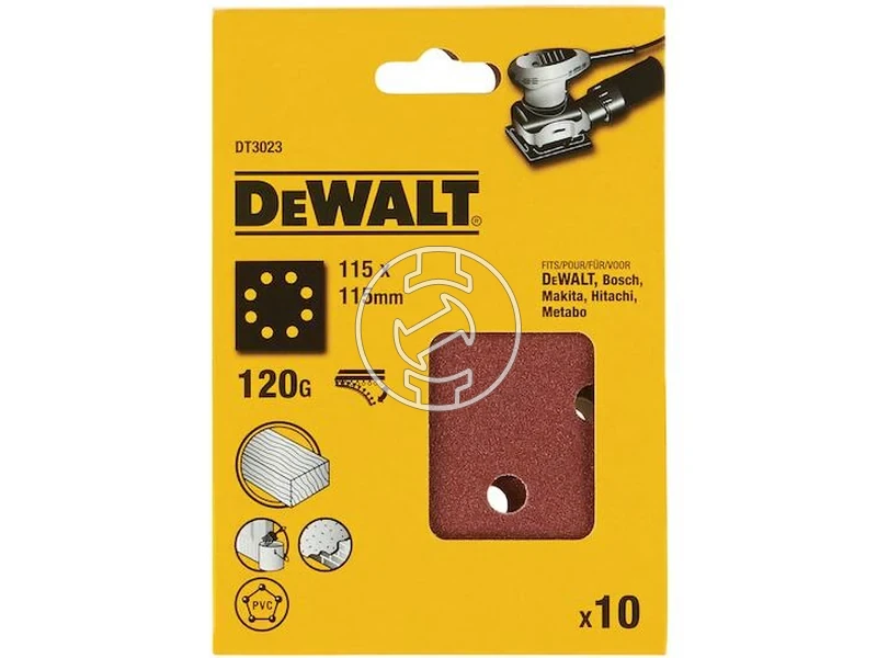 Kép: DeWalt Rezgocsiszolo papir 120G 115x115 mm 10 db_1.webp