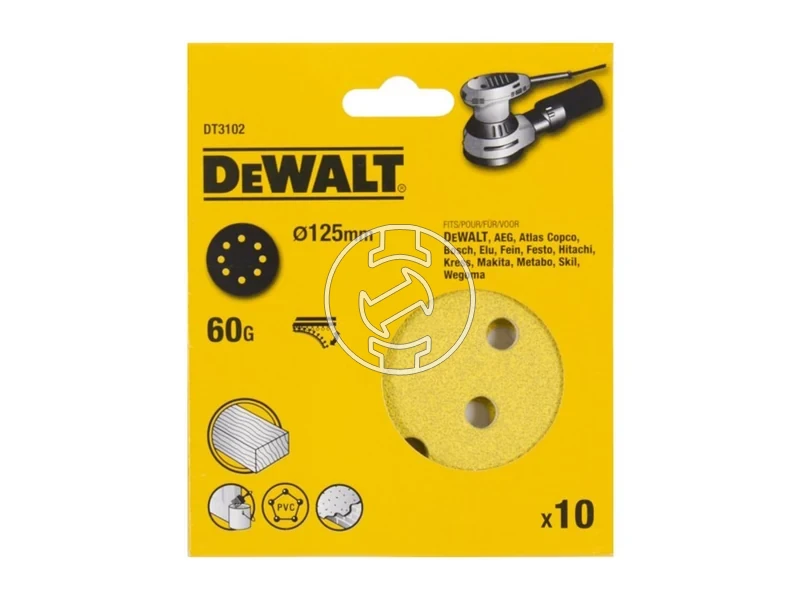 Kép: DeWalt Sanding Disc Tepozaras excentercsiszolopapir 125 mm 60G 6 lyuk_1.webp