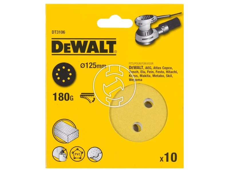 Kép: DeWalt Tepozaras excentercsiszolopapir 125 mm 180G 10 db_1.webp