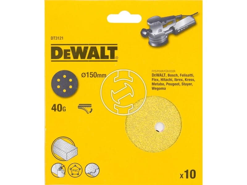 Kép: DeWalt Tepozaras excentercsiszolopapir 150 mm 40 szemcse_1.webp
