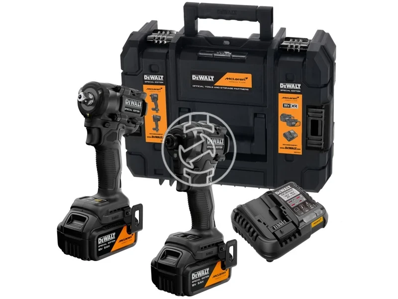 Kép: DEWALT X MCLAREN 18V XR IMPACT TWIN KIT - COMPACT IMPACT DRIVER AND WRENCH WITH 2 X 5AH BATTERIES CHARGER IN TSTAK. BASED OFF DCF850922_0.webp