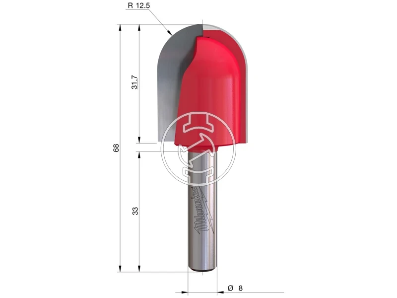 Kép: Domboru homlokmaro S8 R25 68 mm-1 db.webp