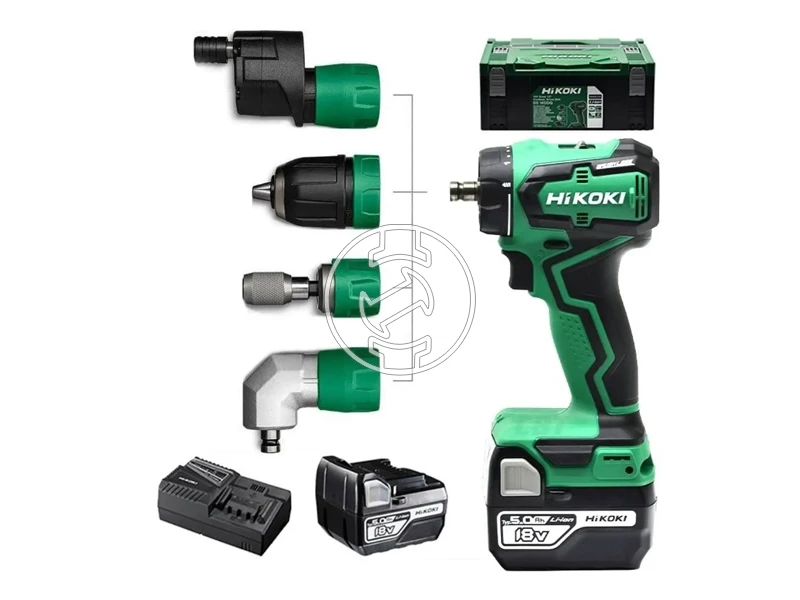 HiKOKI DS18DDQWSZ akkus fúrócsavarozó tokmányos 18 V, 2x5Ah akku töltő 26/55Nm