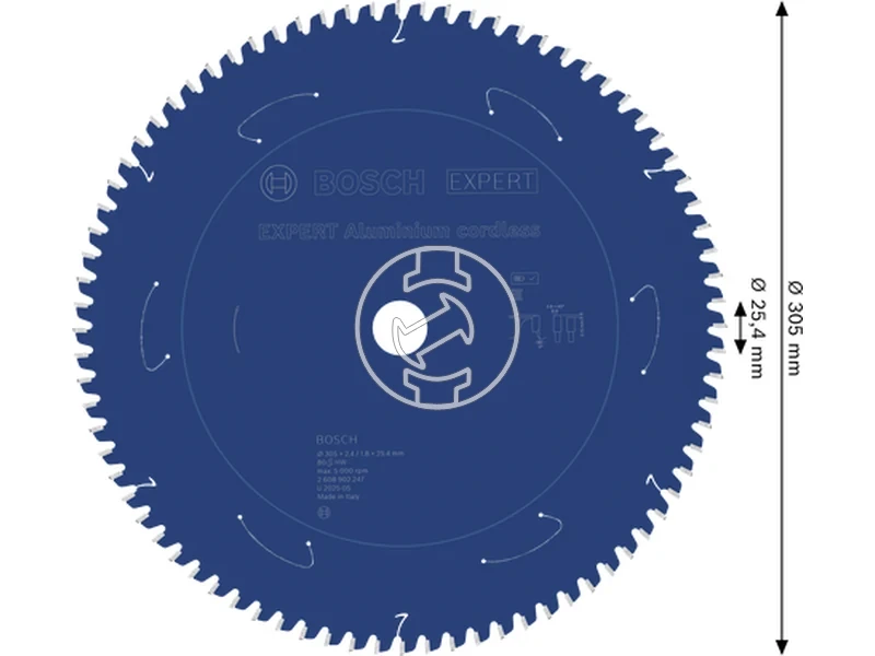 Kép: EXPERT Aluminium Akkus Korfureszlap 305x25.4x2.41.8x80T.webp
