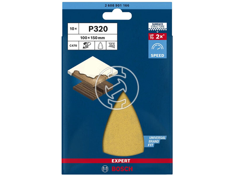 EXPERT C470 csiszolópapír multicsiszolókhoz, Wood and Paint, 100 x 150 mm, P320, 7 lyuk