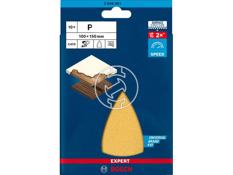 EXPERT C470 csiszolópapír multicsiszolókhoz, Wood and Paint, 100 x 150 mm, P60, 7 lyuk