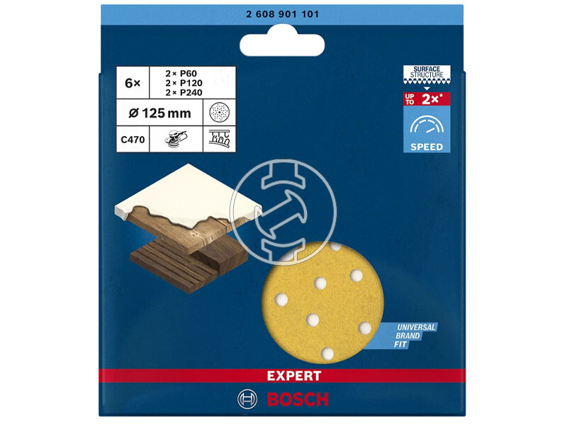 EXPERT C470 csiszolópapír 6 részes vegyes készlet excentercsiszolókhoz, Wood and Paint, 125mm, G60/