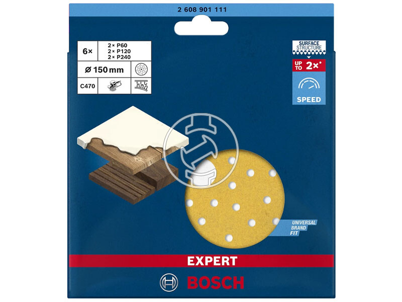 EXPERT C470 csiszolópapír 6 részes vegyes készlet excentercsiszolókhoz, Wood and Paint, 150 mm, P60